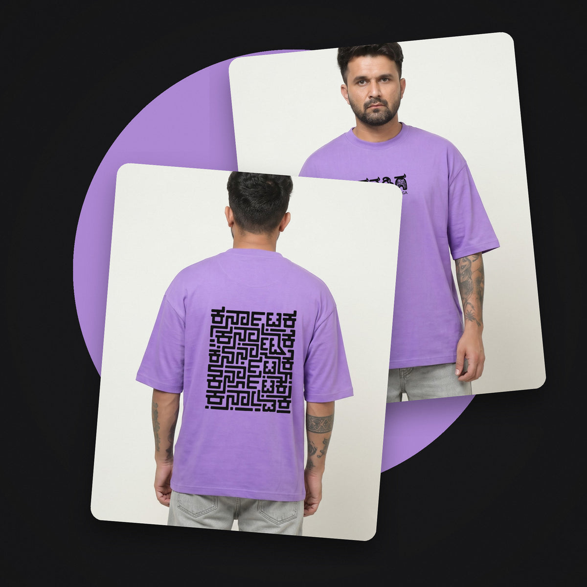 Karnataka Maze — Big Back Print, Kannadiga Front — Lilac — front and back style shot