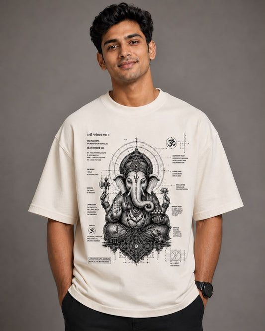 Vighnaharta — Ganesha Oversized T-Shirt | Ivory