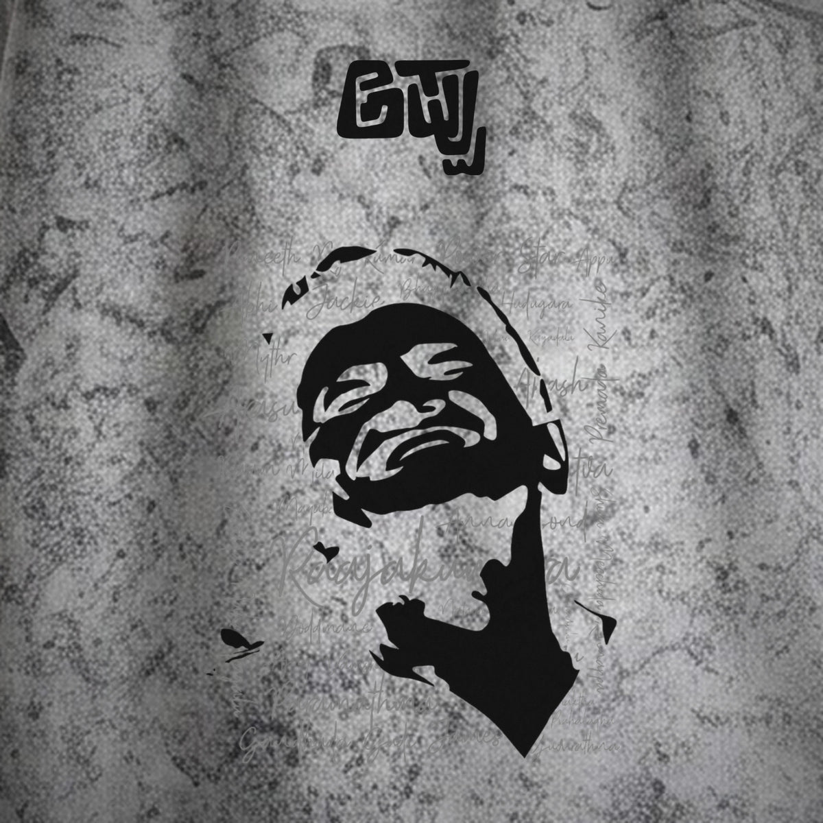 Appu Power Star Tribute — Logo Front, Portrait Back — Ash Grey Wash — artwork
