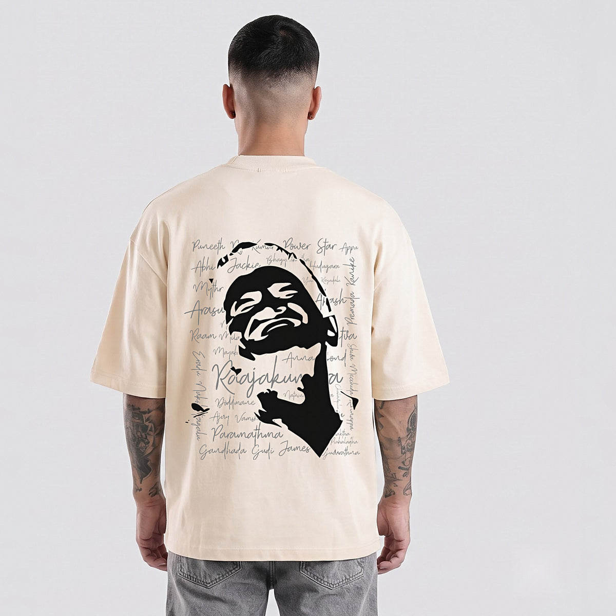 Appu Power Star Tribute — Logo Front, Portrait Back — Bone — back view