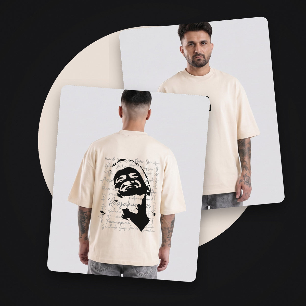Appu Power Star Tribute — Logo Front, Portrait Back — Bone — front and back style shot