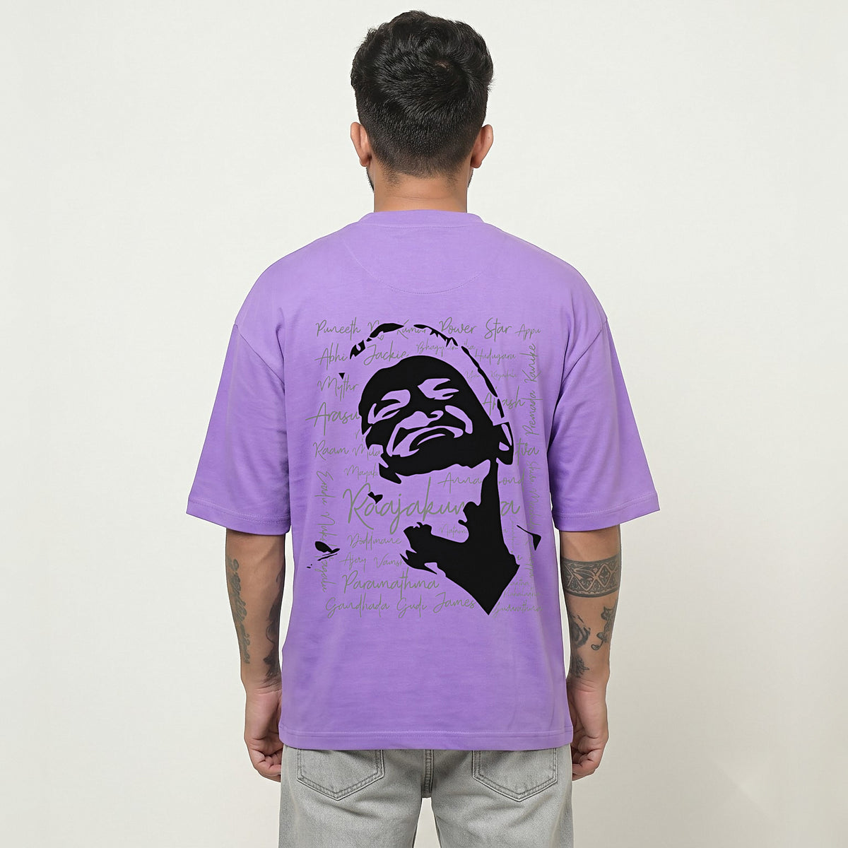 Appu Power Star Tribute — Logo Front, Portrait Back — Lilac — back view