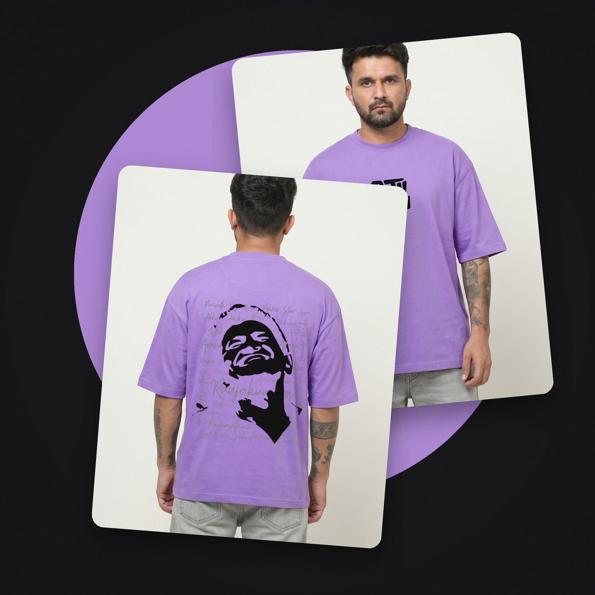 Appu Power Star Tribute — Logo Front, Portrait Back — Lilac — front and back style shot