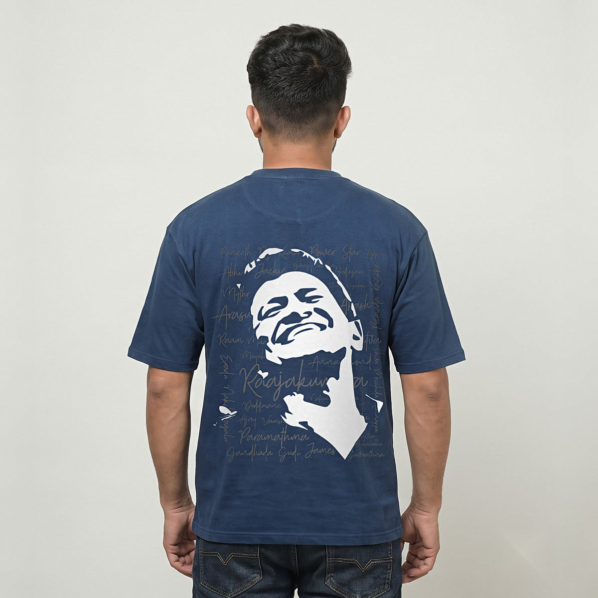 Appu Power Star Tribute — Logo Front, Portrait Back — Navy Blue — back view
