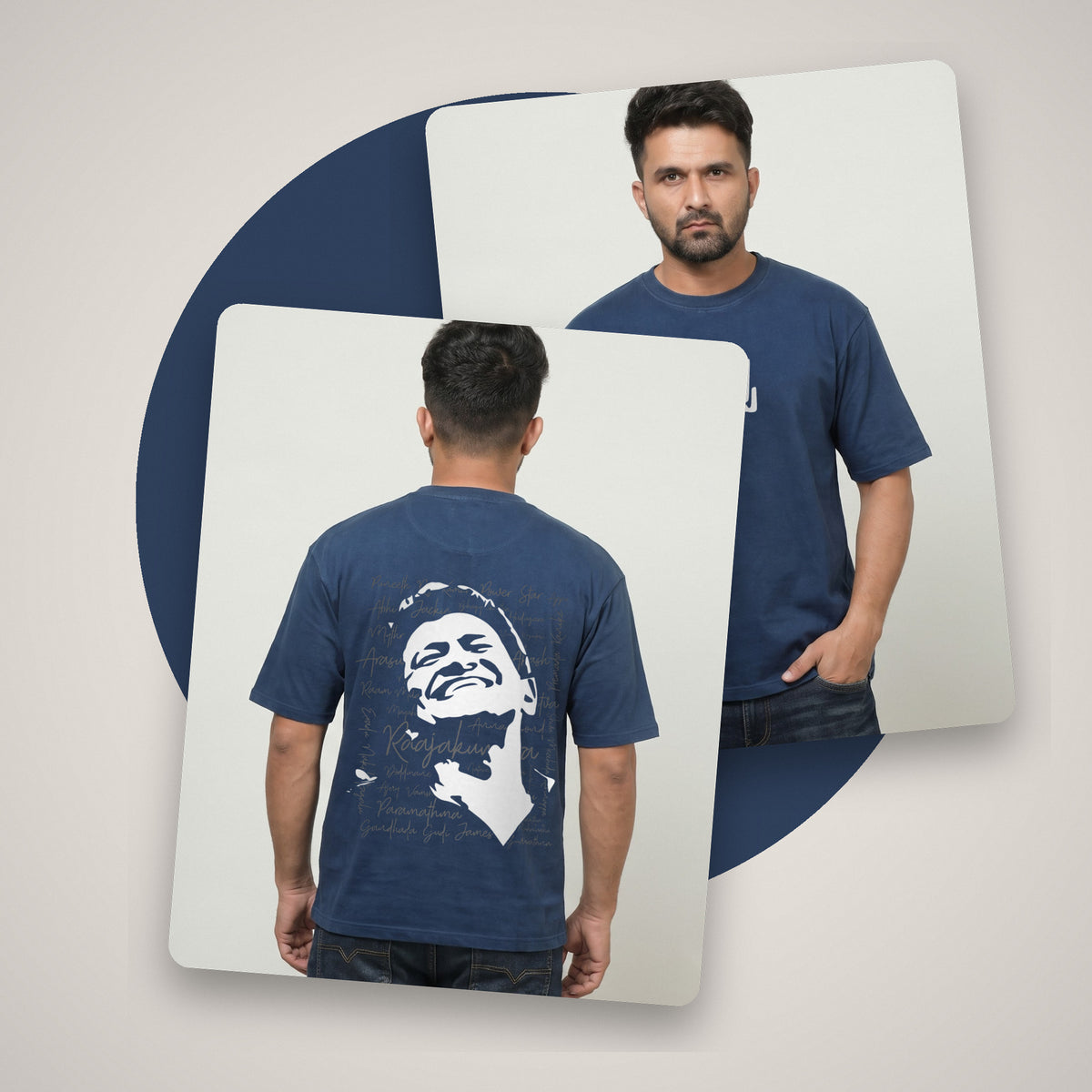 Appu Power Star Tribute — Logo Front, Portrait Back — Navy Blue — front and back style shot
