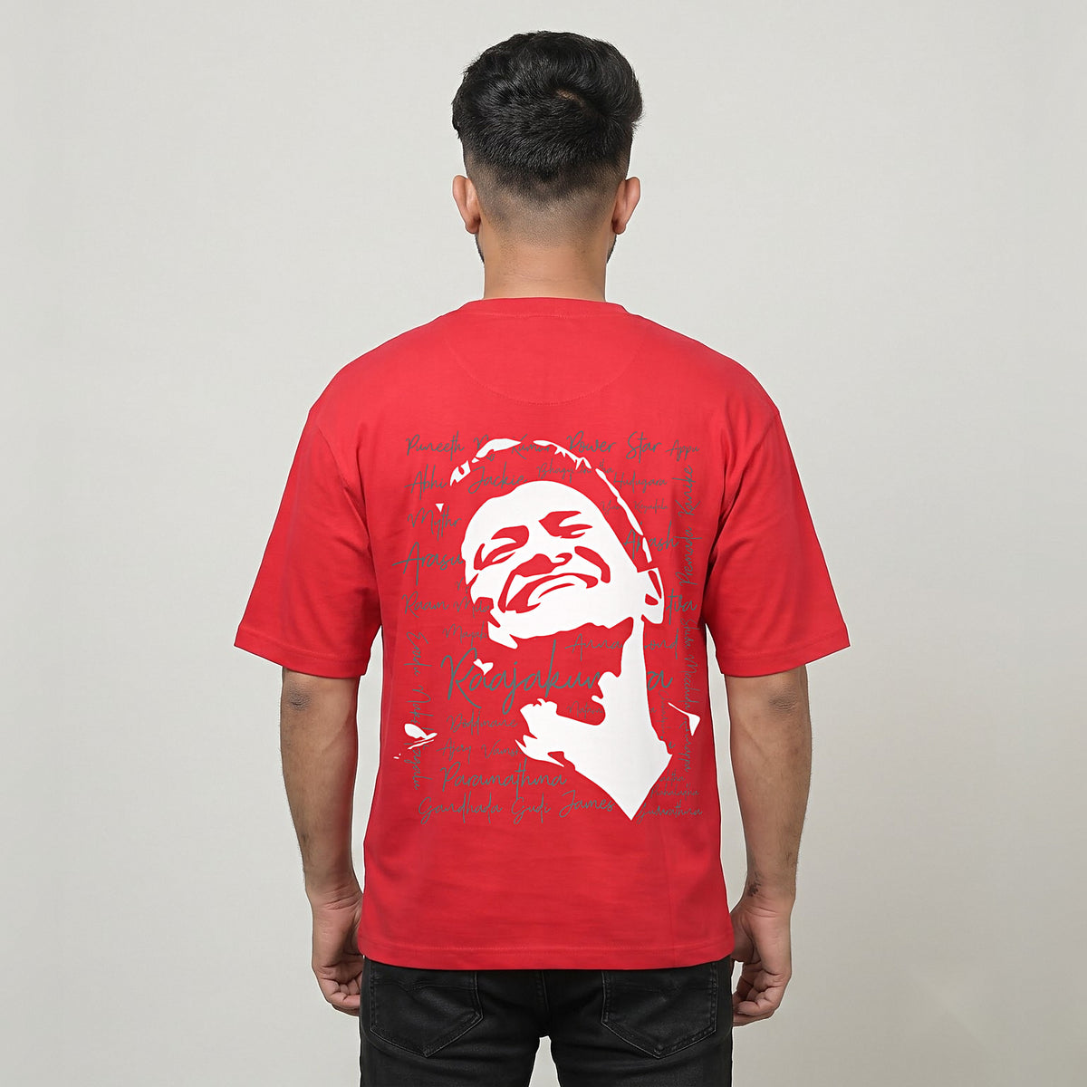 Appu Power Star Tribute — Logo Front, Portrait Back — Crimson Red — back view