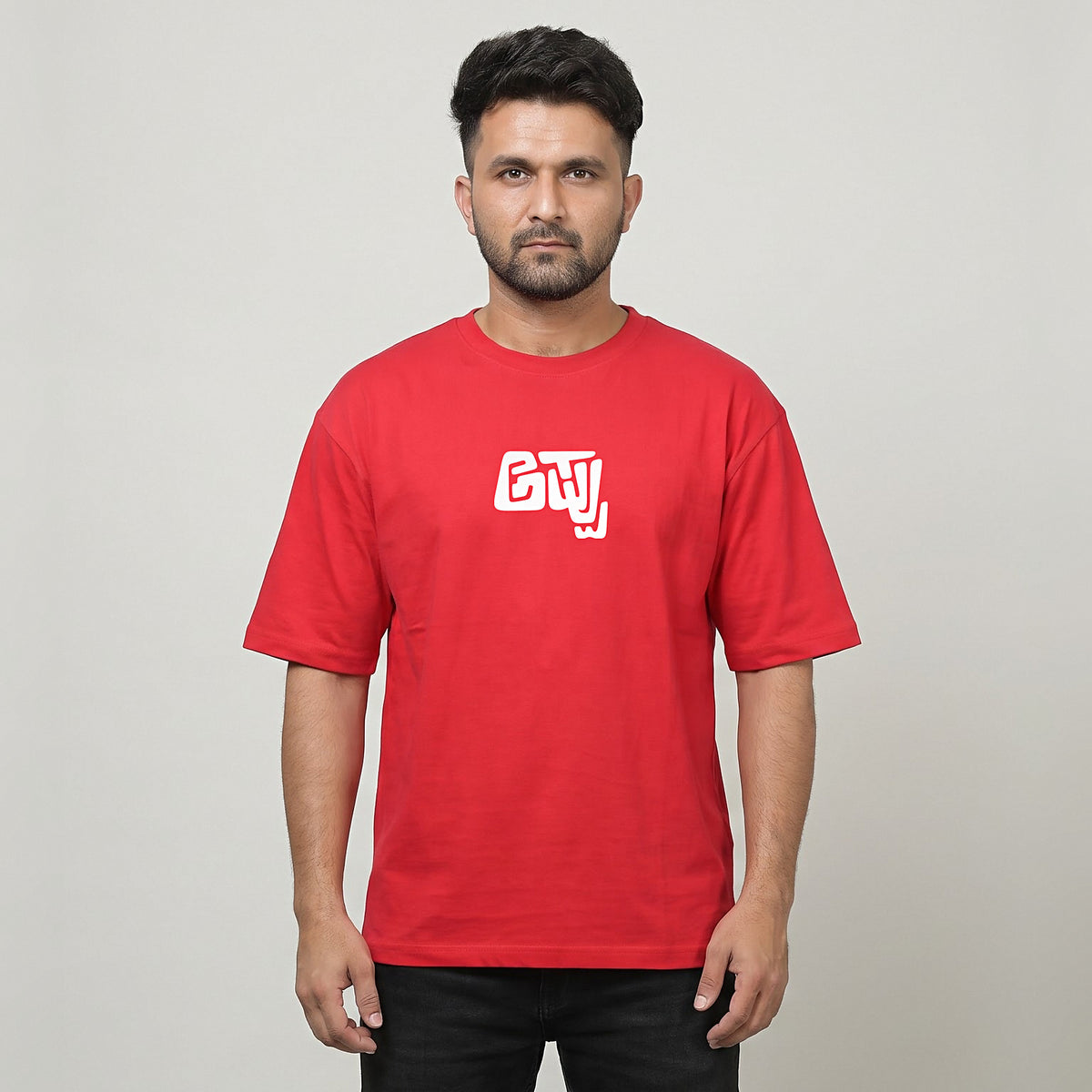 Appu Power Star Tribute — Portrait Back with Quote — Crimson Red — front view