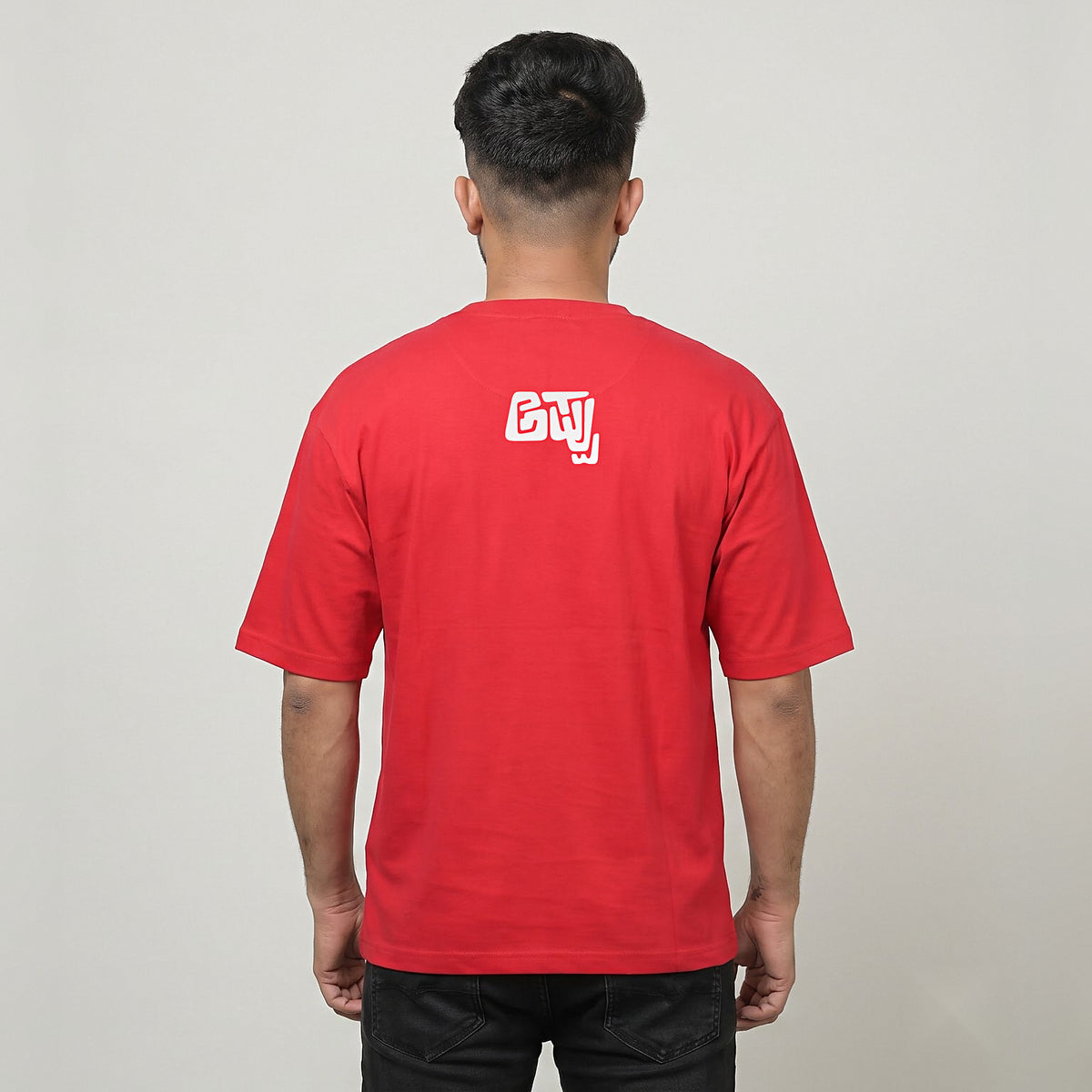 Appu Power Star Tribute — Portrait Front, Logo Back — Crimson Red — back view