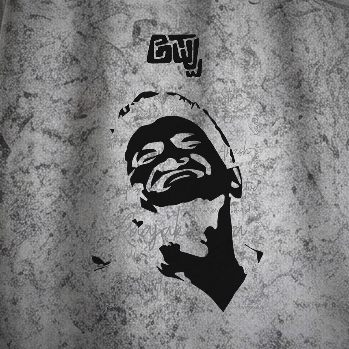 Appu Power Star Tribute — Portrait & Logo Front — Ash Grey Wash — artwork