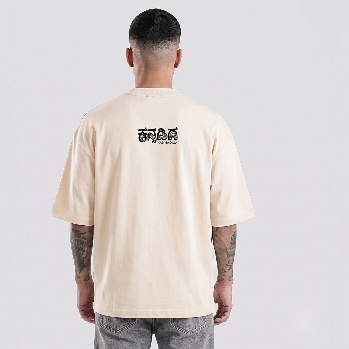 Karnataka Maze — Big Front Print, Kannadiga Back — Bone — back view