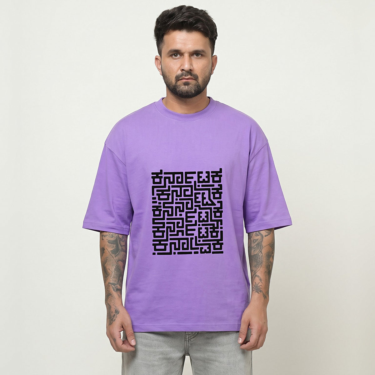 Karnataka Maze — Big Front Print, Kannadiga Back — Lilac — front view