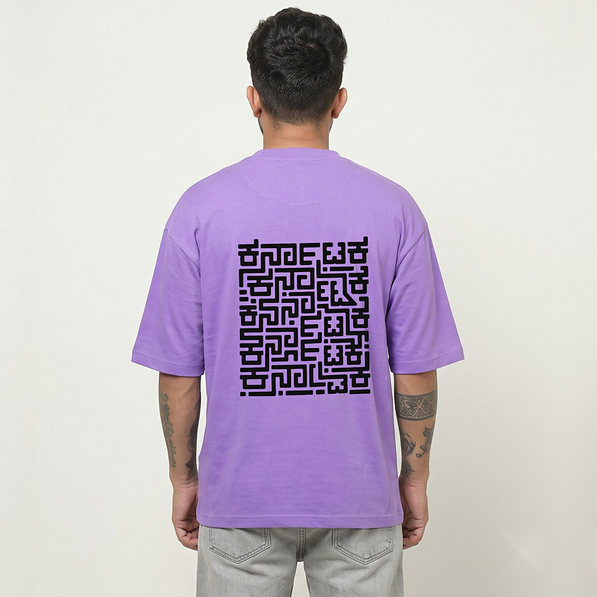 Karnataka Maze — Big Back Print, Kannadiga Front — Lilac — back view