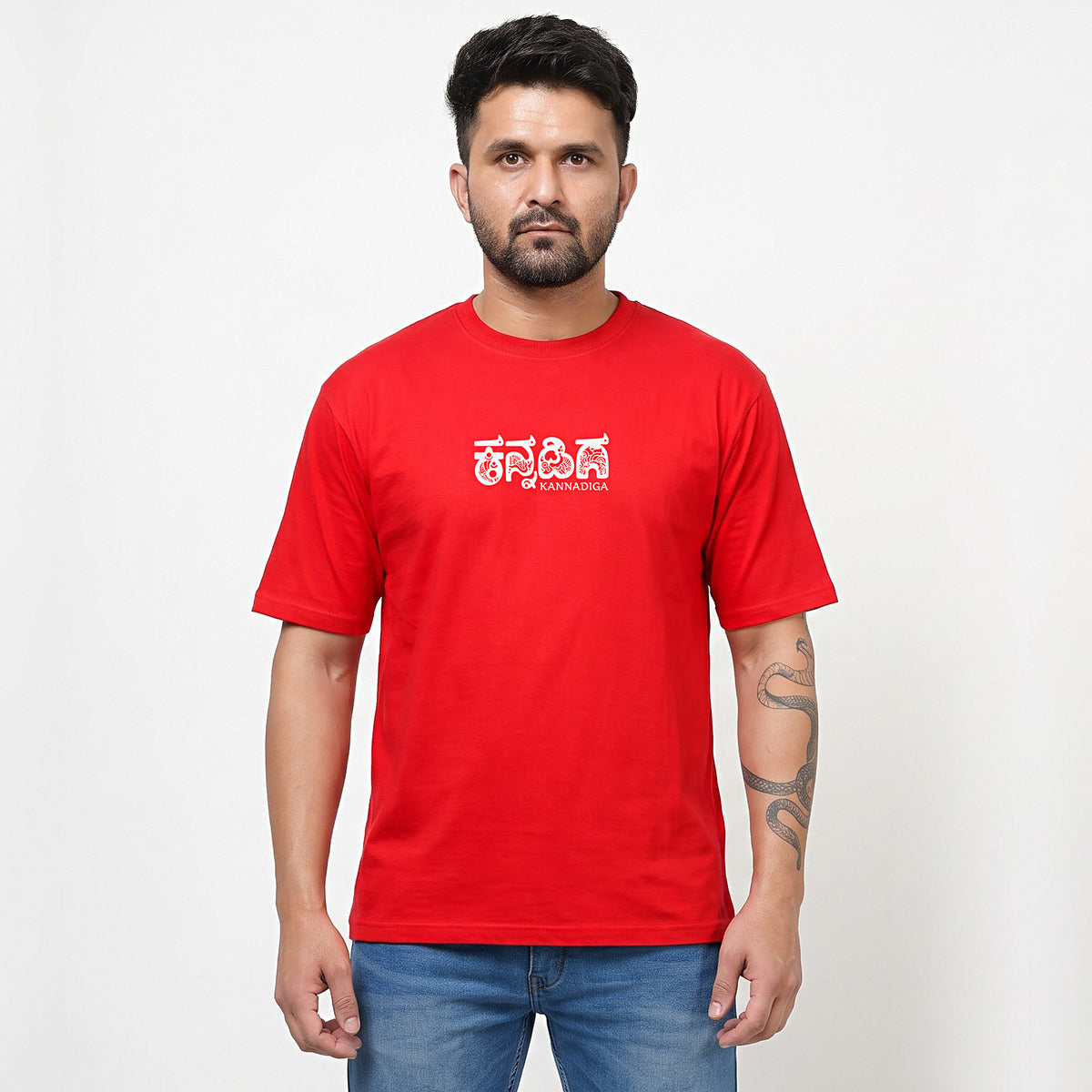 Karnataka Maze — Big Back Print, Kannadiga Front — Poppy Red — front view