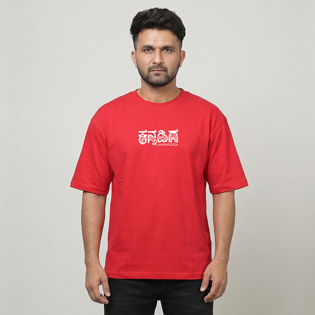 Karnataka Maze — Big Back Print, Kannadiga Front — Crimson Red — front view