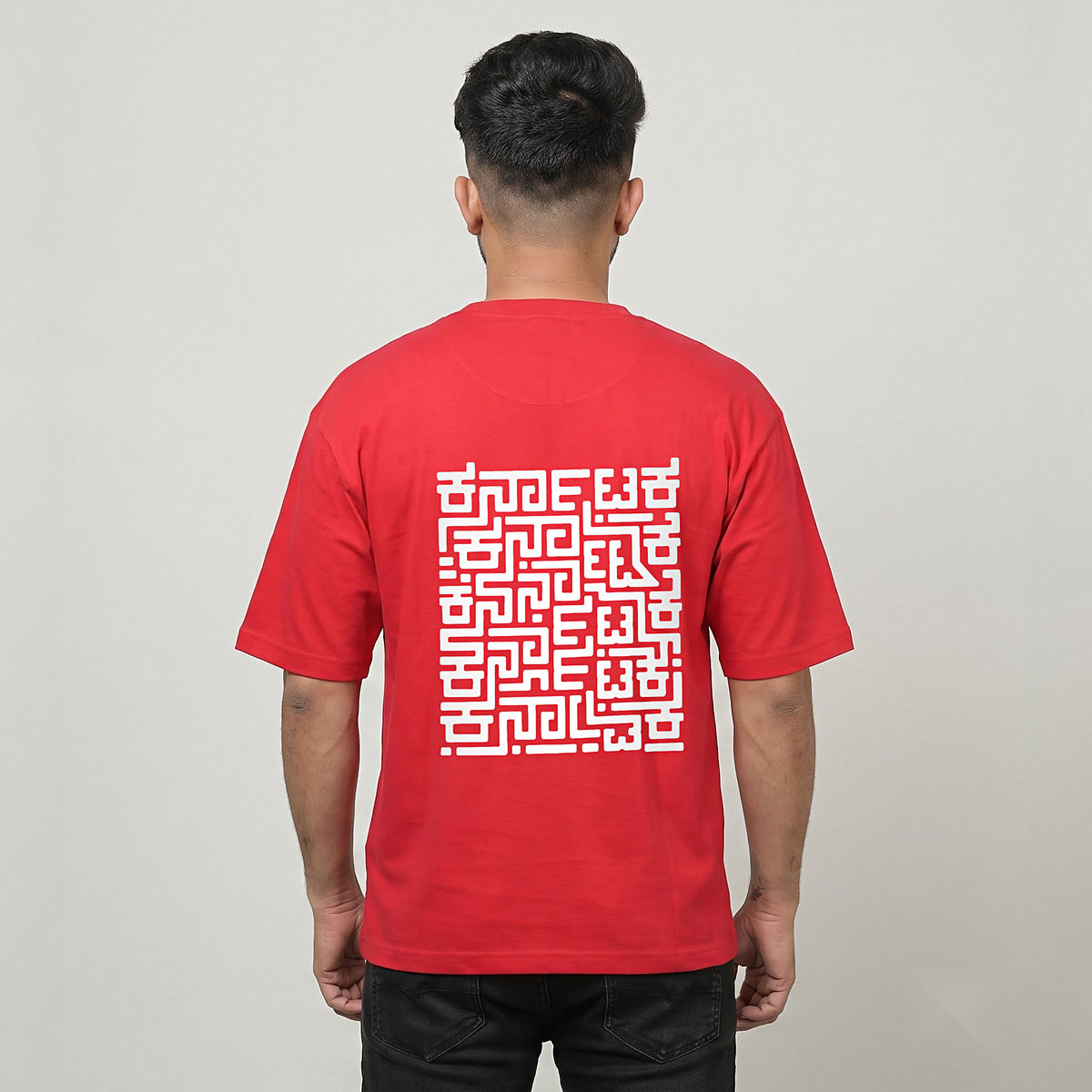 Karnataka Maze — Big Back Print, Kannadiga Front — Crimson Red — back view