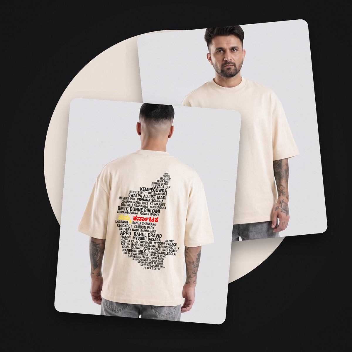 Karnataka Places Map — Back Print — Bone — front and back style shot