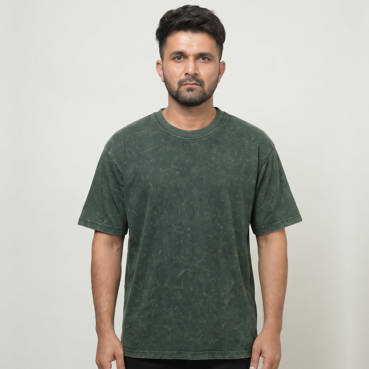Karnatakadalli Kannadigane Sarvabhauma — Back Print — Forest Green Acid Wash — front view