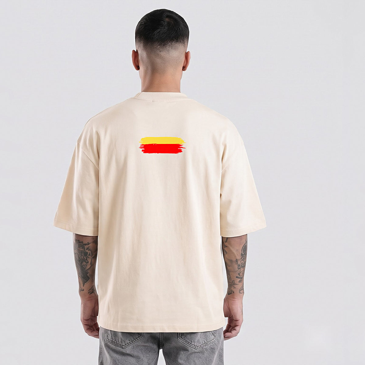 Karnatakadalli Kannadigane Sarvabhauma — Front Line, Flag Stripe Back — Bone — back view