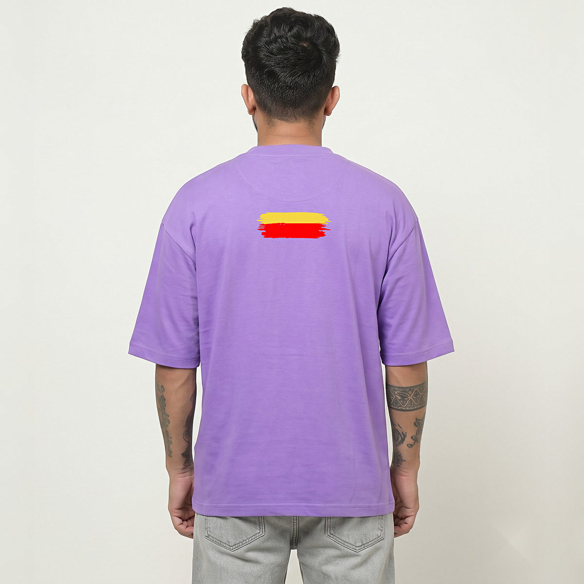 Karnatakadalli Kannadigane Sarvabhauma — Front Line, Flag Stripe Back — Lilac — back view