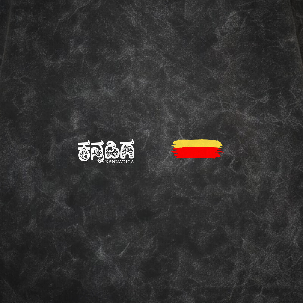 Kannadiga Wordmark + Flag Stripe — Front — Charcoal Acid Wash — artwork