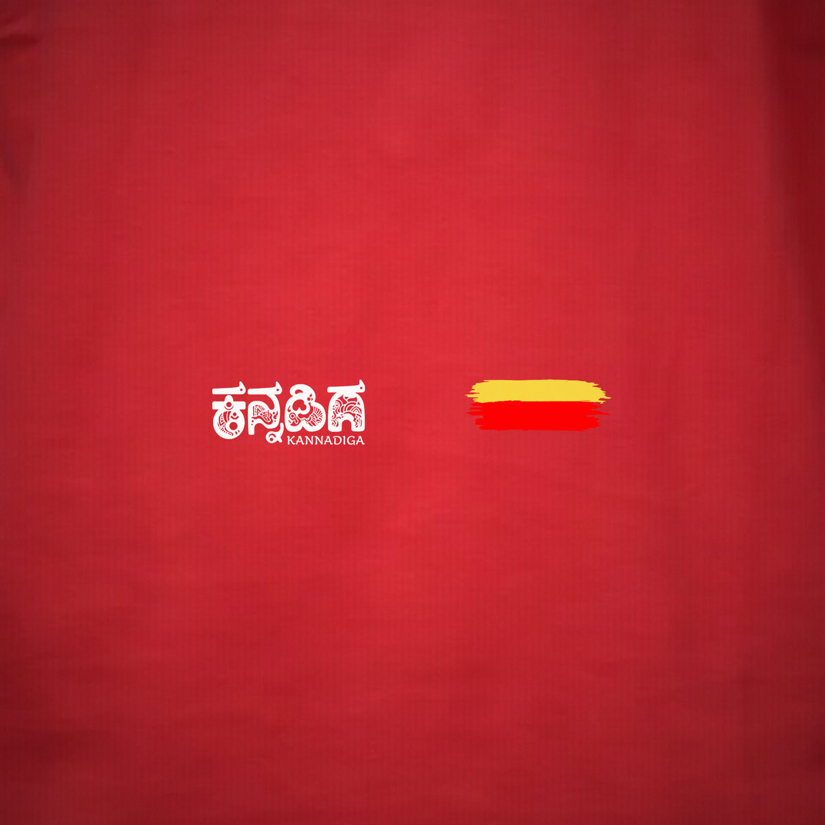 Kannadiga Wordmark + Flag Stripe — Front — Crimson Red — artwork