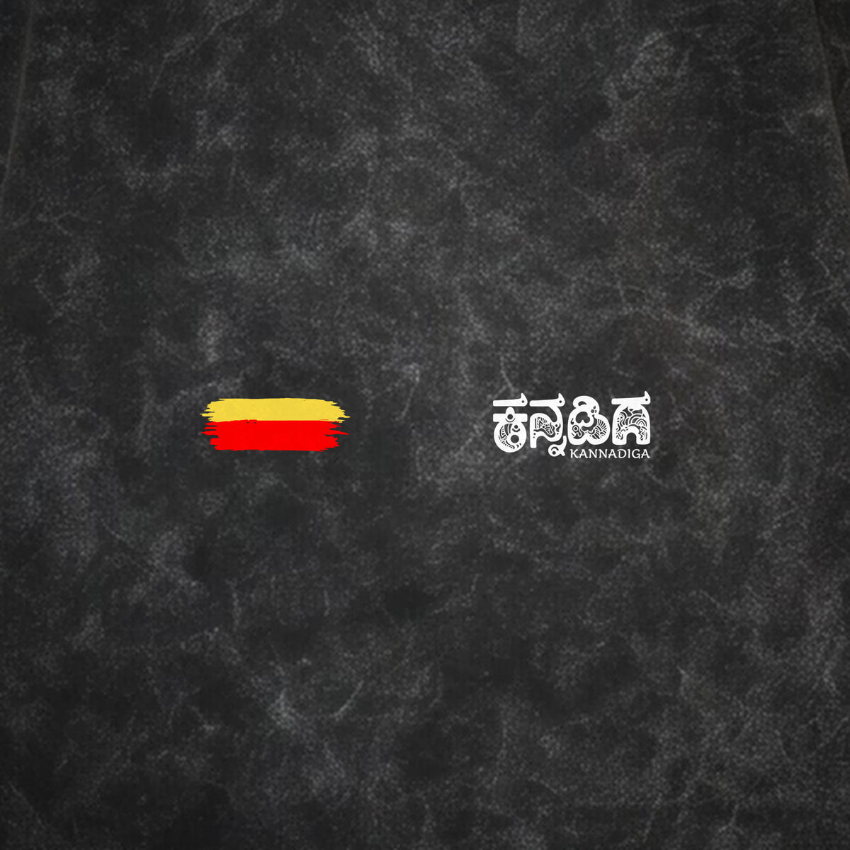 Flag Stripe + Kannadiga Wordmark — Front — Charcoal Acid Wash — artwork