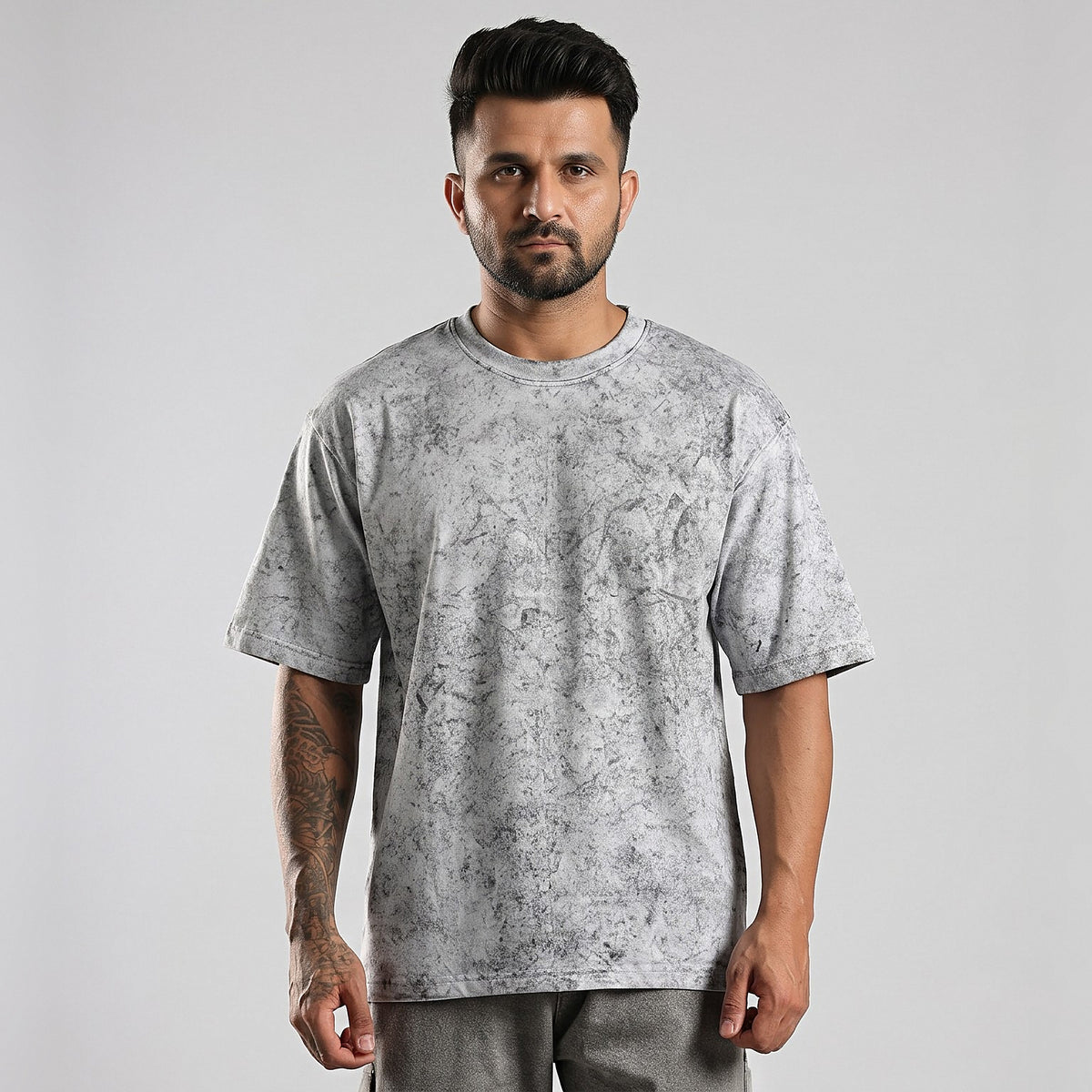 Kannadiga Wordmark — Back Print — Ash Grey Wash — front view