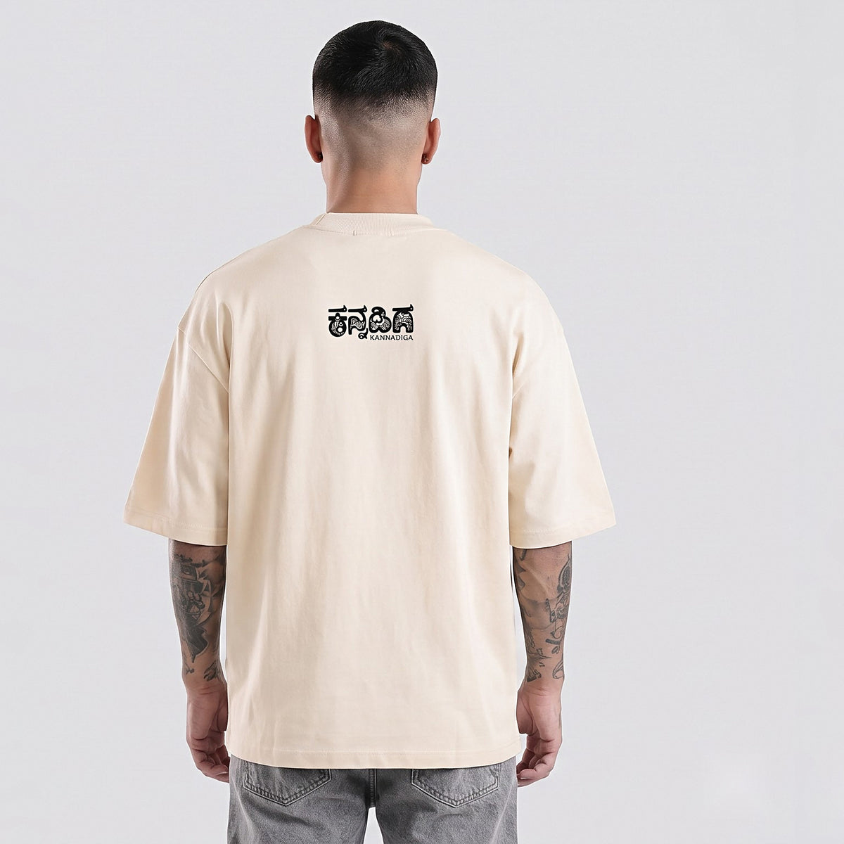 Kannadiga Wordmark — Back Print — Bone — back view