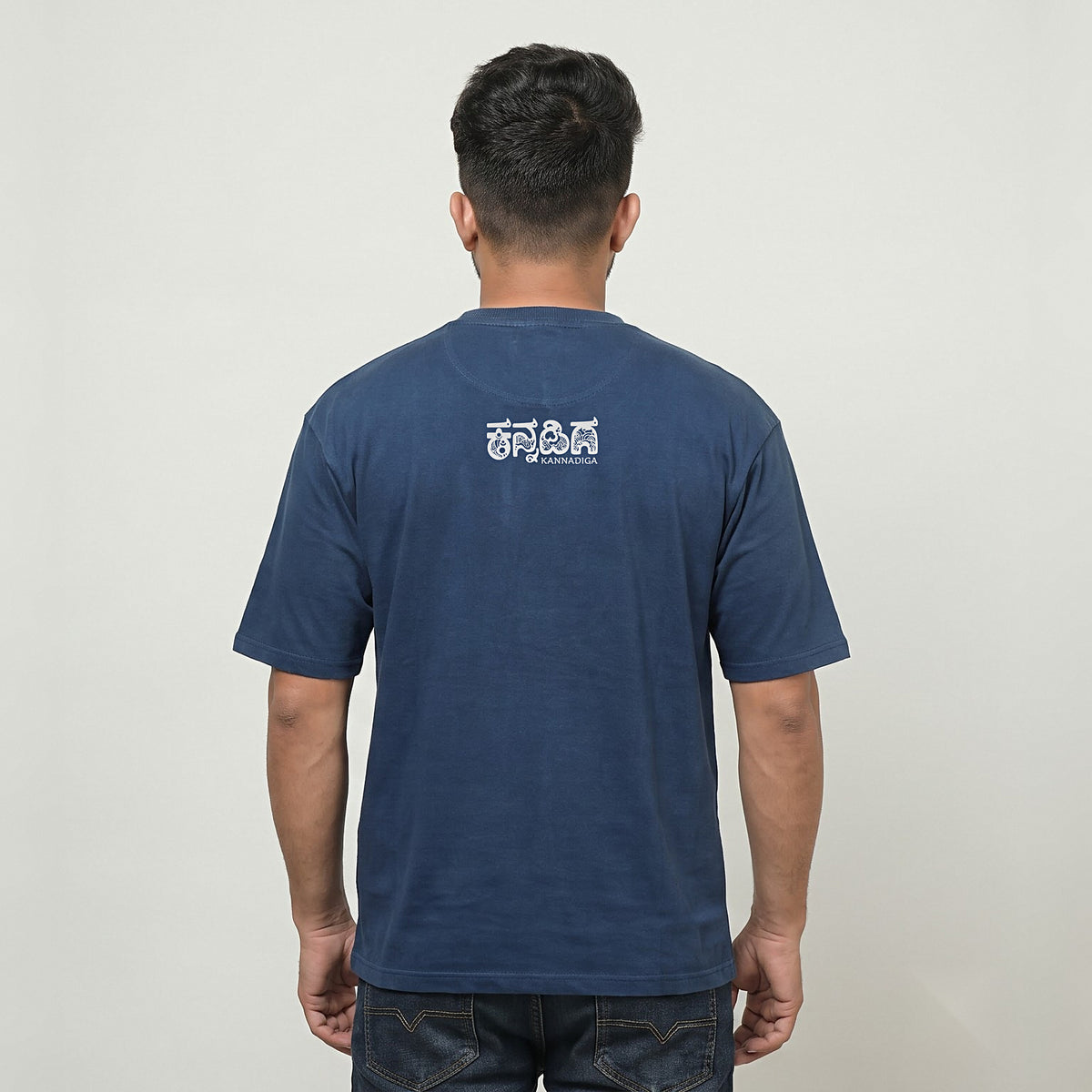 Kannadiga Wordmark — Back Print — Navy Blue — back view