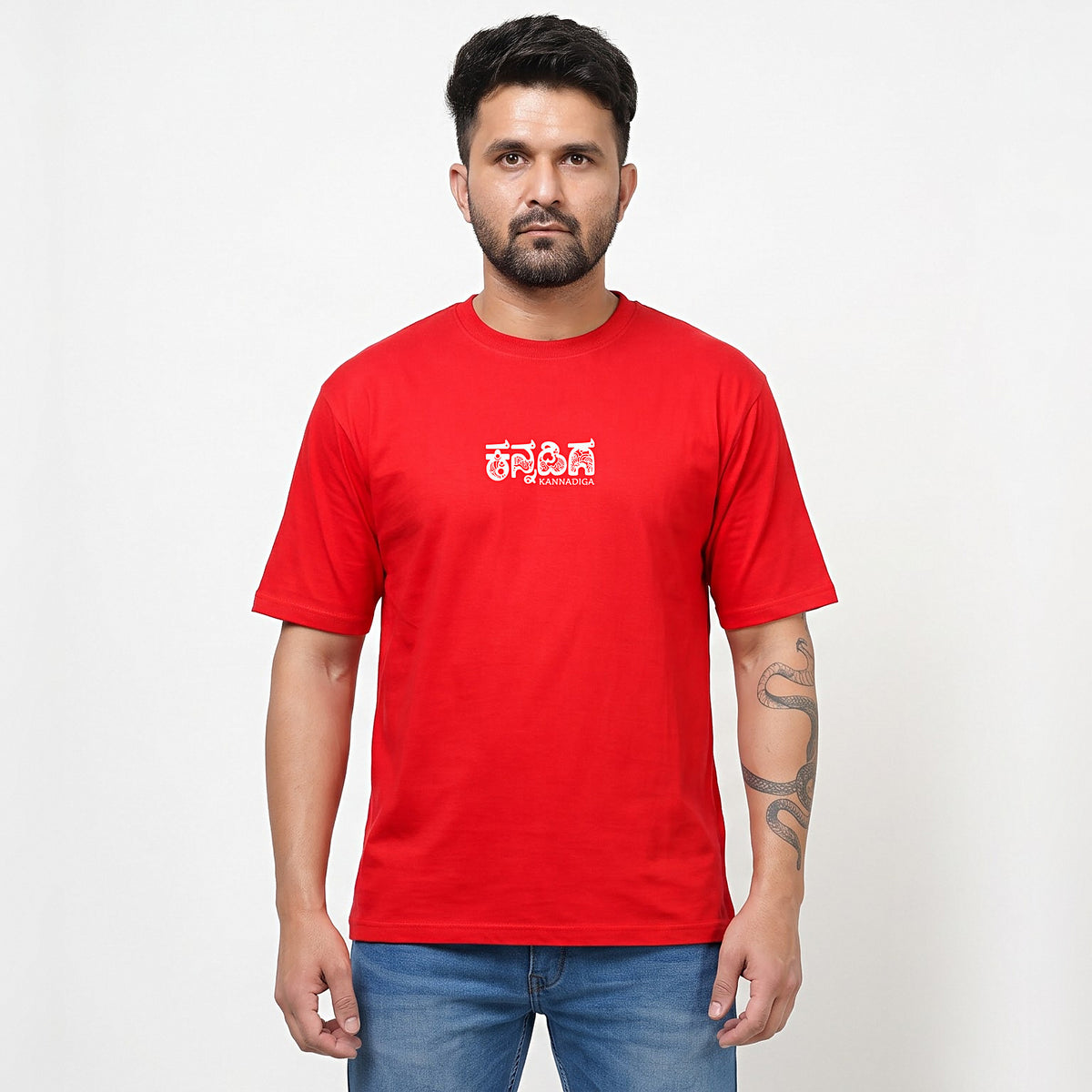 Kannadiga Wordmark — Front Print — Poppy Red — front view