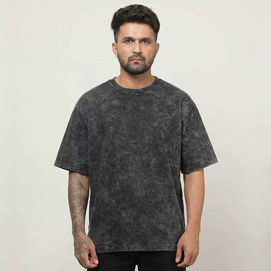 I No English, You Know Kannada? — Back Print — Charcoal Acid Wash — front view